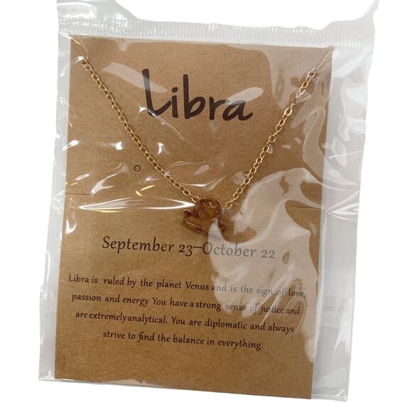 2/$30 Astrology Necklace Libra Gold Tone Constellation Necklace Gift Simple - Picture 5 of 6